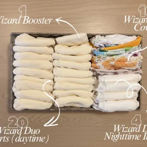 Wizard Duo Full-time Diaper Package - One Size 10-35 lbs / Stay Dry - Texela