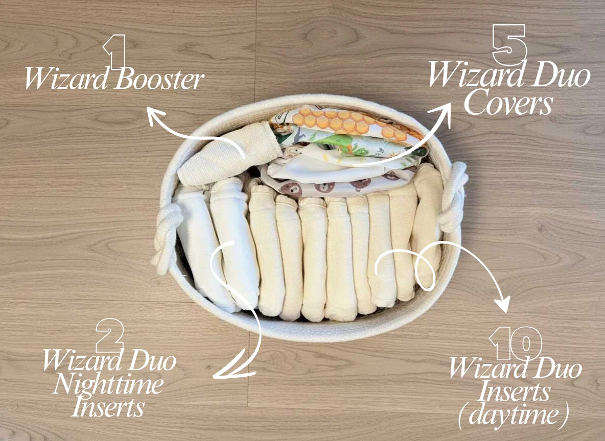 Wizard Duo Part-Time Diaper Package - Small 8-18 lbs / Natural Cotton - Texela